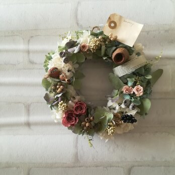 【送料無料】ピンクローズのアンティーク wreathの画像