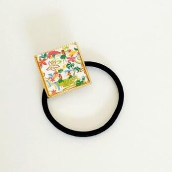 〈送料無料〉ハワイアン柄しかくヘアーゴム