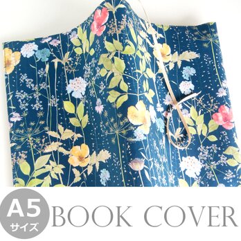 リバティ A5ブックカバー イルマ ネイビー 花柄の画像