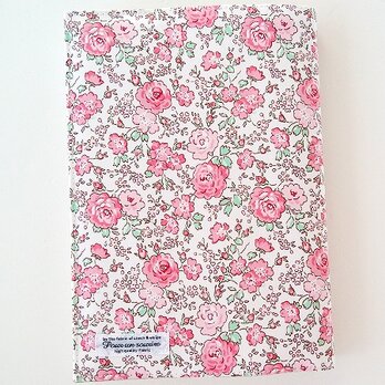 リバティ A5ブックカバー フェリシテ レッドピンク バラ柄 花柄の画像