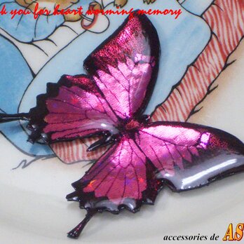 ホログラム蝶ブローチ（パープル）の画像