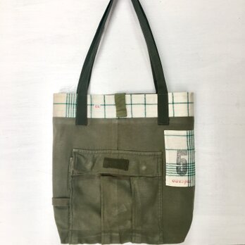 tote bag/ヴィンテージミリタリーカーゴパンツのリメイク トートバッグ    ■tf-316の画像