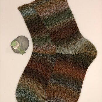 ドイツソックヤーンの手編み靴下　CRAZY ZAUBERBALL1660川床の画像