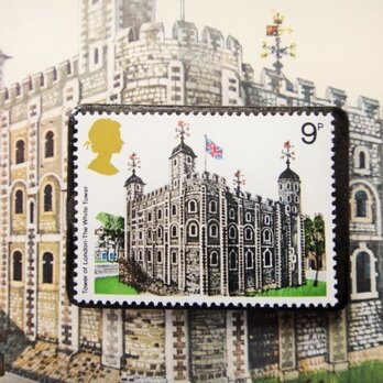 イギリス　城 切手ブローチ（ポストカード付）3411の画像