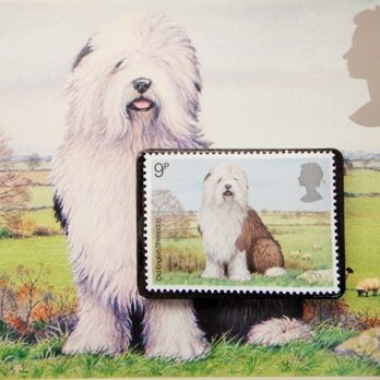 イギリス　犬 切手ブローチ（ポストカード付）3414の画像