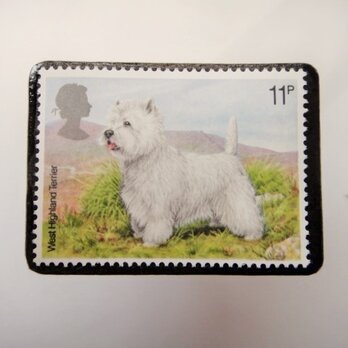 イギリス　犬 切手ブローチ3417の画像