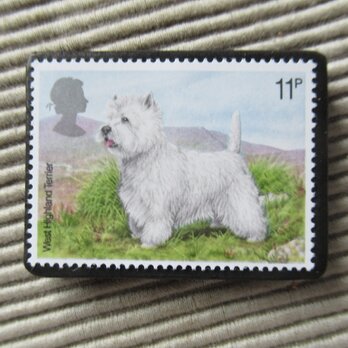 イギリス　犬 切手ブローチ3417の画像