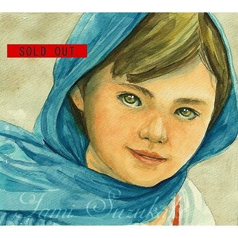 水彩画・原画「イスラムの少女」の画像