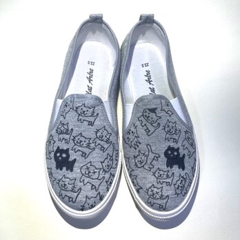 ゆるにゃんこスニーカー(杢グレー)・軽量スリッポン