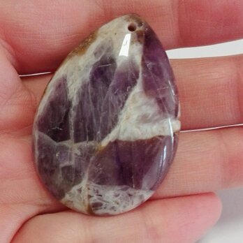 ナチュラルアメジスト　雫型　ペンダントビーズ　47x33x7mm