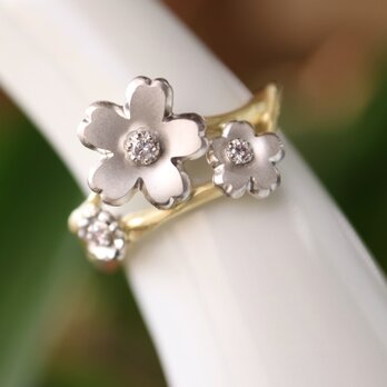 【アキ16様お取り置き】ピンクダイヤモンド桜の指輪の画像