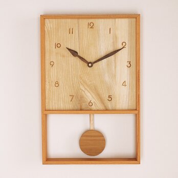 木製 箱型 振り子時計　ケヤキ材4の画像