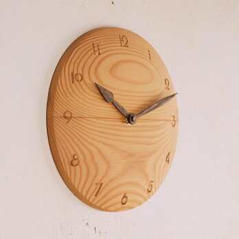 木製 掛け時計 丸 松材1の画像