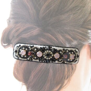 SALE　Hair accessory　バレッタ　ビーズ刺繍　大きめ（K0650)の画像