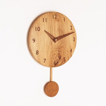 木製 振り子時計 丸型　楢材15の画像
