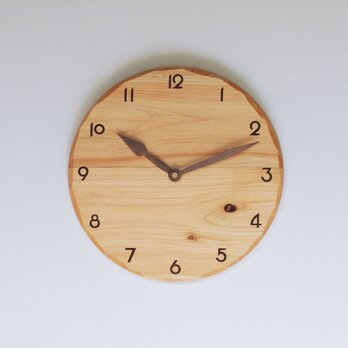 木製 掛け時計 丸型 ヒノキ材8の画像