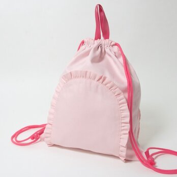 (小さいサイズ)　フリル お着替え袋 ピンク Kidsの画像