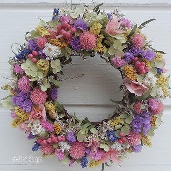 八ヶ岳〜アナベルと小花のWreath01の画像