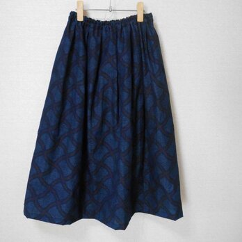 結城紬の着物リメイクスカートの画像