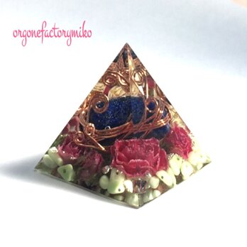 ラピスタンブル　レモンクリソプレーズ　幸運　恋愛成就　オルゴナイト　ピラミッドの画像