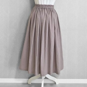 コットンリネン(ｸﾞﾚｲｯｼｭﾋﾟﾝｸ) ◇ワッシャー加工　ギャザースカート　ハーフリネン　綿麻