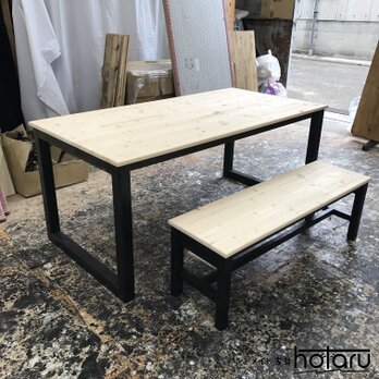 hotaru　男前家具　ダイニング　テーブル　ベンチ１台付き　無垢材　天然木　オーダー可の画像