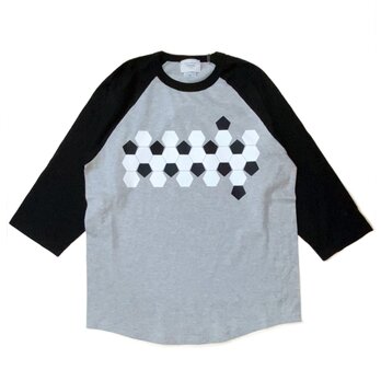 サッカーボールの展開図　７分袖Tシャツ　ユニセックスS〜XLサイズの画像