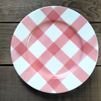 アースカラー　チェックプレート　ピンク