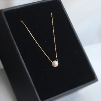 【K10YG】小粒パール可愛い✨あこや真珠スルーネックレスの画像