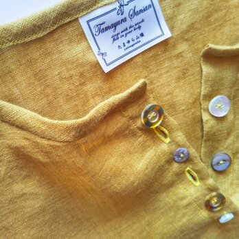 春色　リネンガーゼトップス　　草木染め