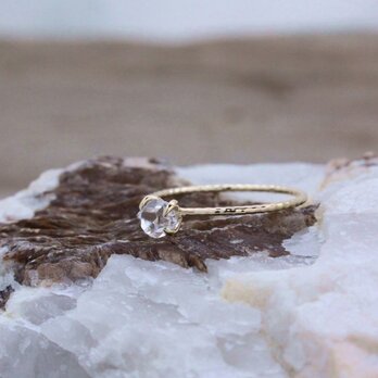 Herkimer Diamond Ring ハーキマーダイヤモンドの縄目リング　K10YG　＃9号または#11号の画像