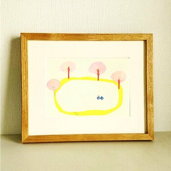 【お部屋がぱっと明るくなる】原画「春風」｜玄関やリビングに小さな春を・イラスト・風景画・額縁入り