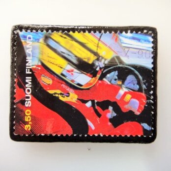 ★フィンランド　カーレース切手ブローチ3496の画像
