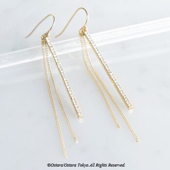 【14KGF】Earrings,Crystal Glass Gold Barの画像