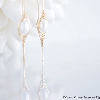 【Tsubomi】14KGF Earrings-A-"White Pearl"の画像