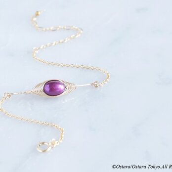 【Tsubomi】14KGF Bracelet-Purple Pearl-の画像