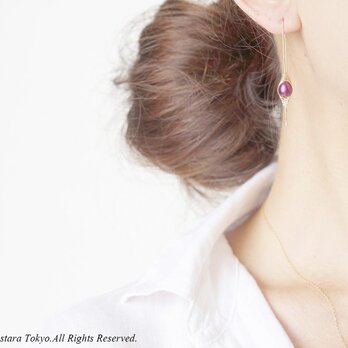 【Tsubomi】14KGF Earrings-A-"Purple Pearl"の画像