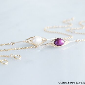 【Tsubomi】14KGF Bracelet-White Pearl-の画像