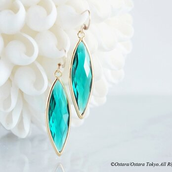 【14KGF】Earrings,-Marquise,Emerald-の画像