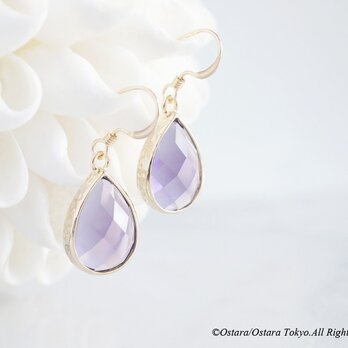 【14KGF】Earrings,Teardrop Glass -Tanzanite-の画像