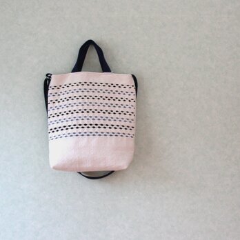 スウェーデン手織りトートバッグ（生成り×ネイビー）の画像