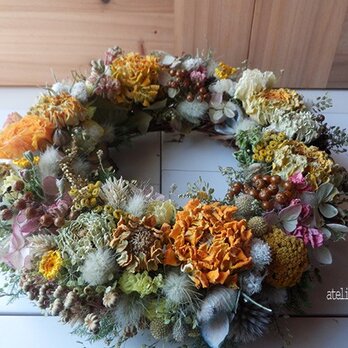 atelier blugra八ヶ岳〜ジニアと小花のガーデンWreath03の画像
