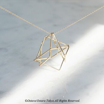 【Geo】14KGF Long Necklace,-3D Gold Geometry-の画像