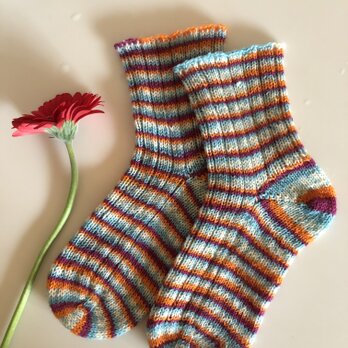 ドイツソックヤーンの手編み靴下の画像