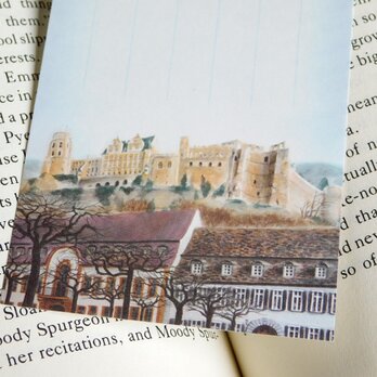 水彩画一筆箋012「 丘の上の古城」２５枚の画像