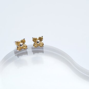 Citrine フラワー ピアス シルバー925の画像