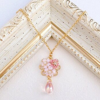 ⟪全3種⟫ 桜の花かごネックレス （ つまみ細工＊受注制作 ）の画像