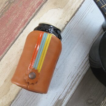 ビールキーパー＜キャメル×マルチ＞ 保冷機能付き 缶ビールホルダーの画像