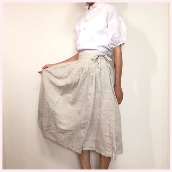 リネンラップスカート(アイベージュ)