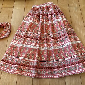 【大sale】パイナップル繊維入りギャザースカート（ピンクショート）の画像
